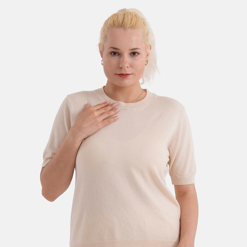 La Marey Summer Knit Short Sleeve Top (Size S, Fit 8 To 10) - Yellow