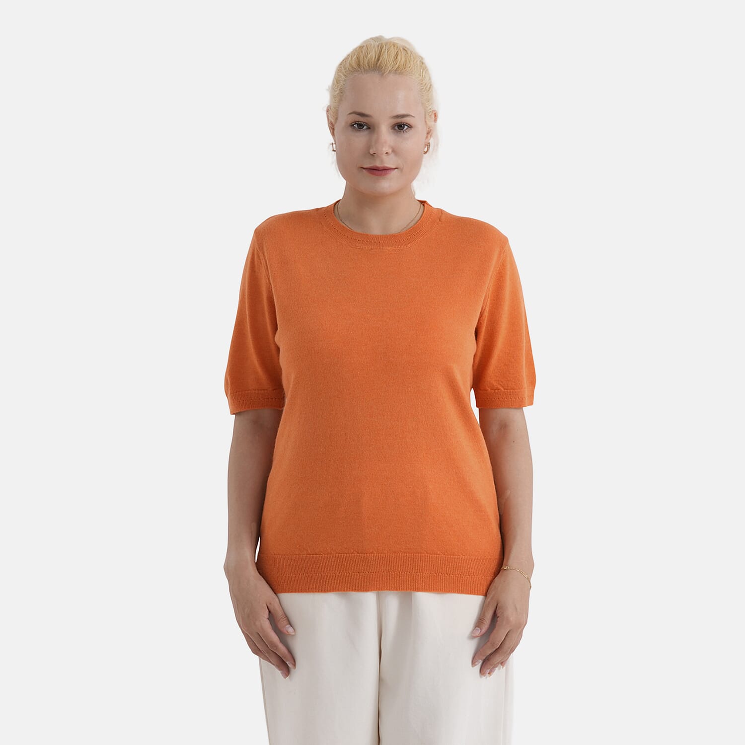 La Marey Summer Knit Short Sleeve Top (Size XL, Fit 20 To 22) - Orange