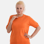 La Marey Summer Knit Short Sleeve Top (Size XL, Fit 20 To 22) - Orange