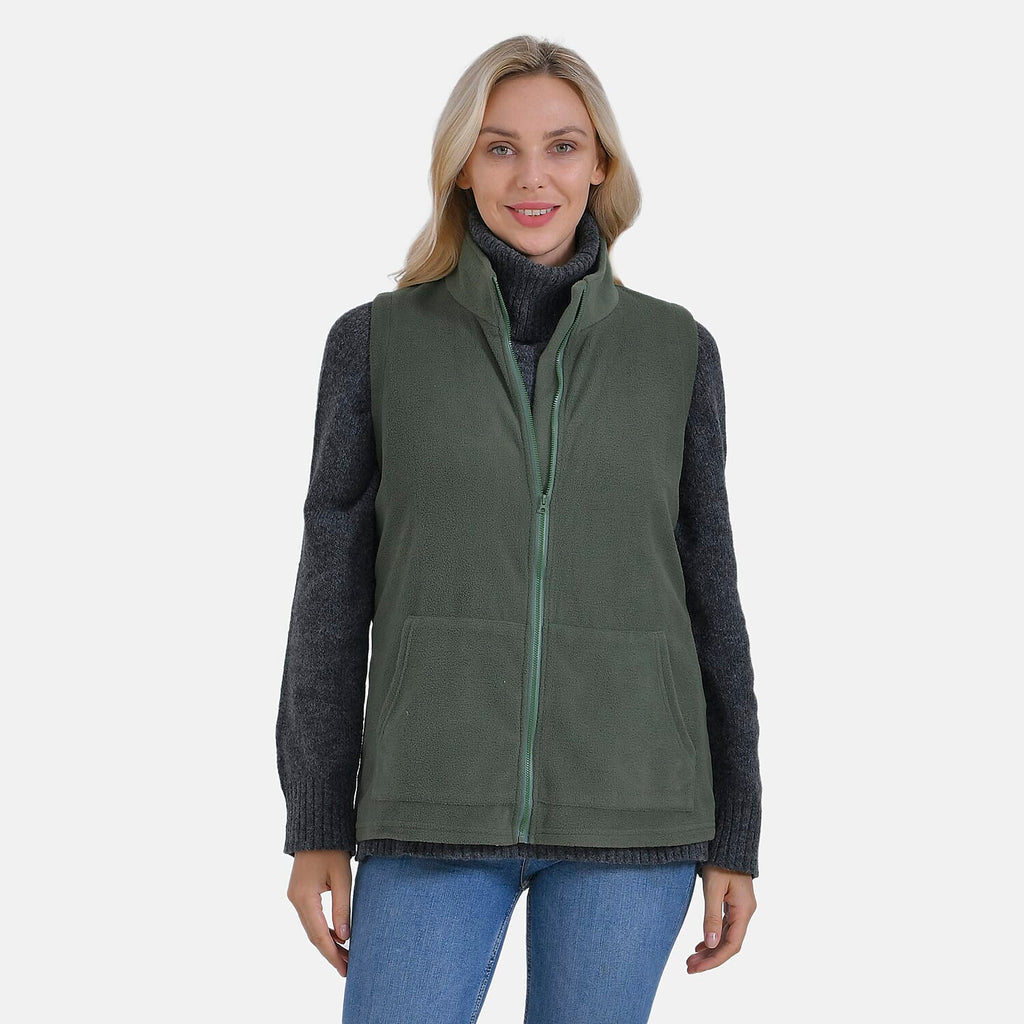 La Marey Turtleneck Gilet with Pockets (Size 16 to 18) - Green