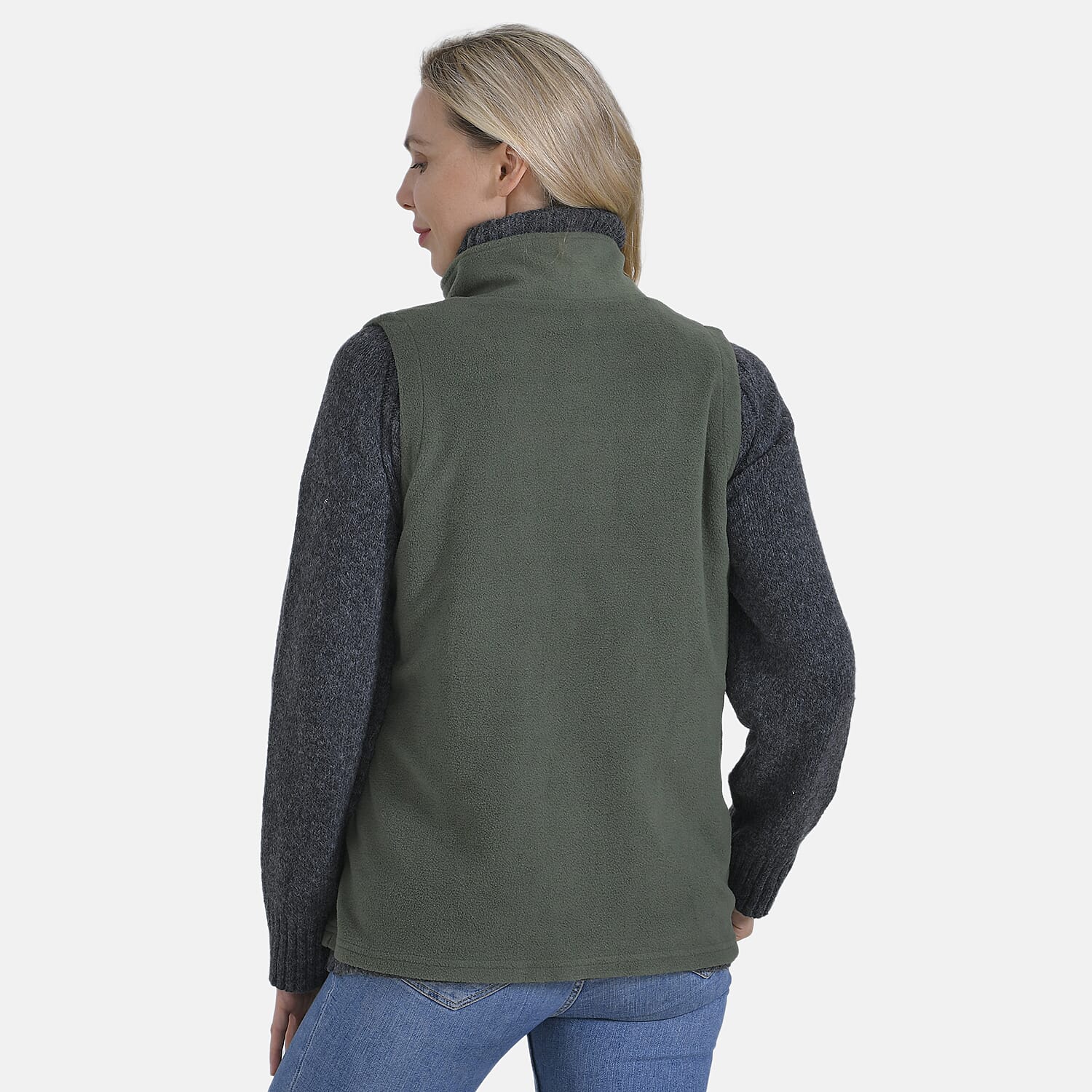 La Marey Turtleneck Gilet with Pockets (Size 20 to 22) - Green