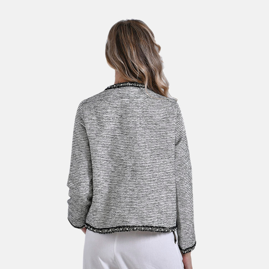 La Marey Plaid Pattern Classic Twill Jacket (Size S) - White Base with Black