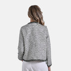 La Marey Plaid Pattern Classic Twill Jacket (Size S) - White Base with Black