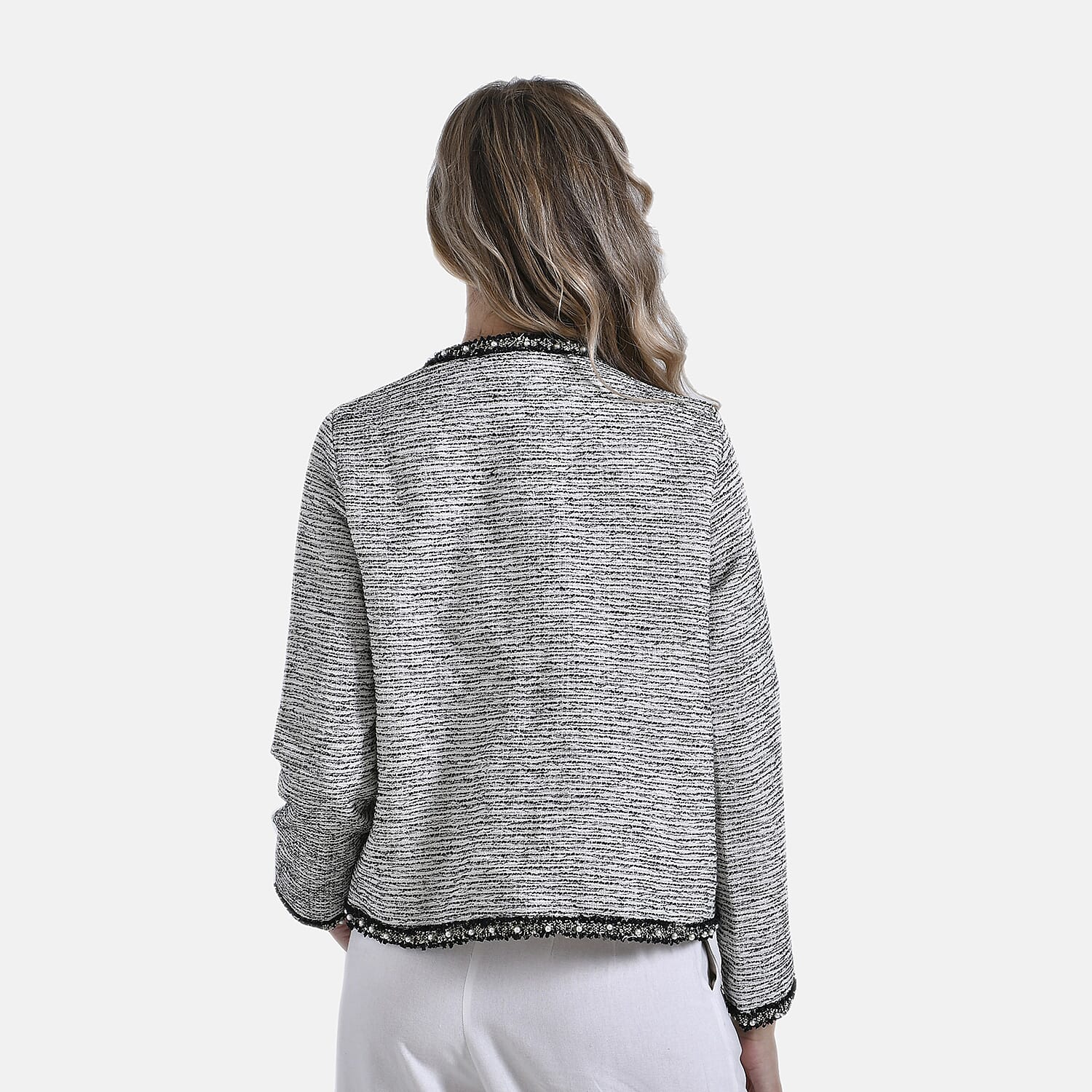 La Marey Plaid Pattern Classic Twill Jacket (Size S) - White Base with Black