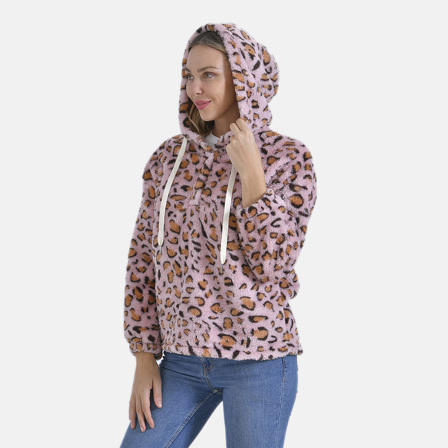 La Marey Plush Hoodie with Buttons (Size 12 to 14) - Pink