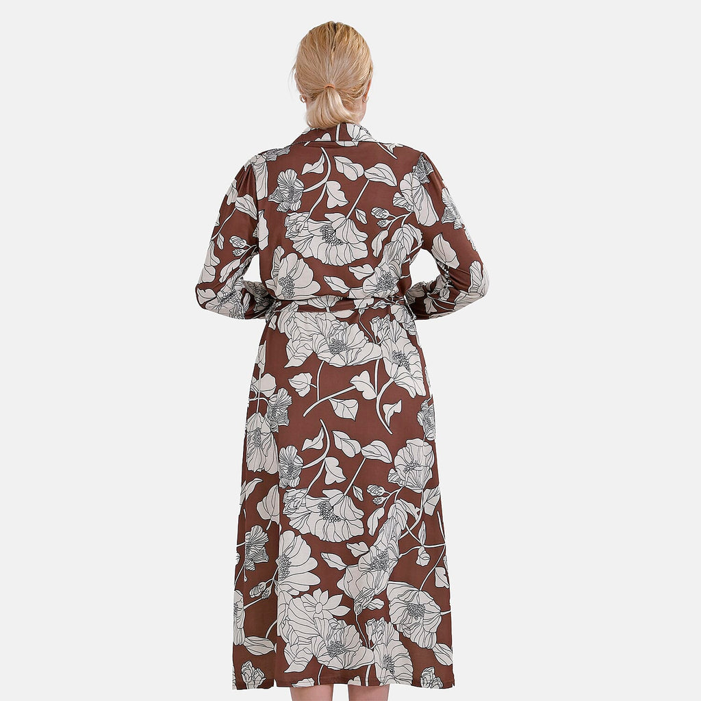 La Marey Floral Dress (Size S 8 TO 10) - Brown & Brown