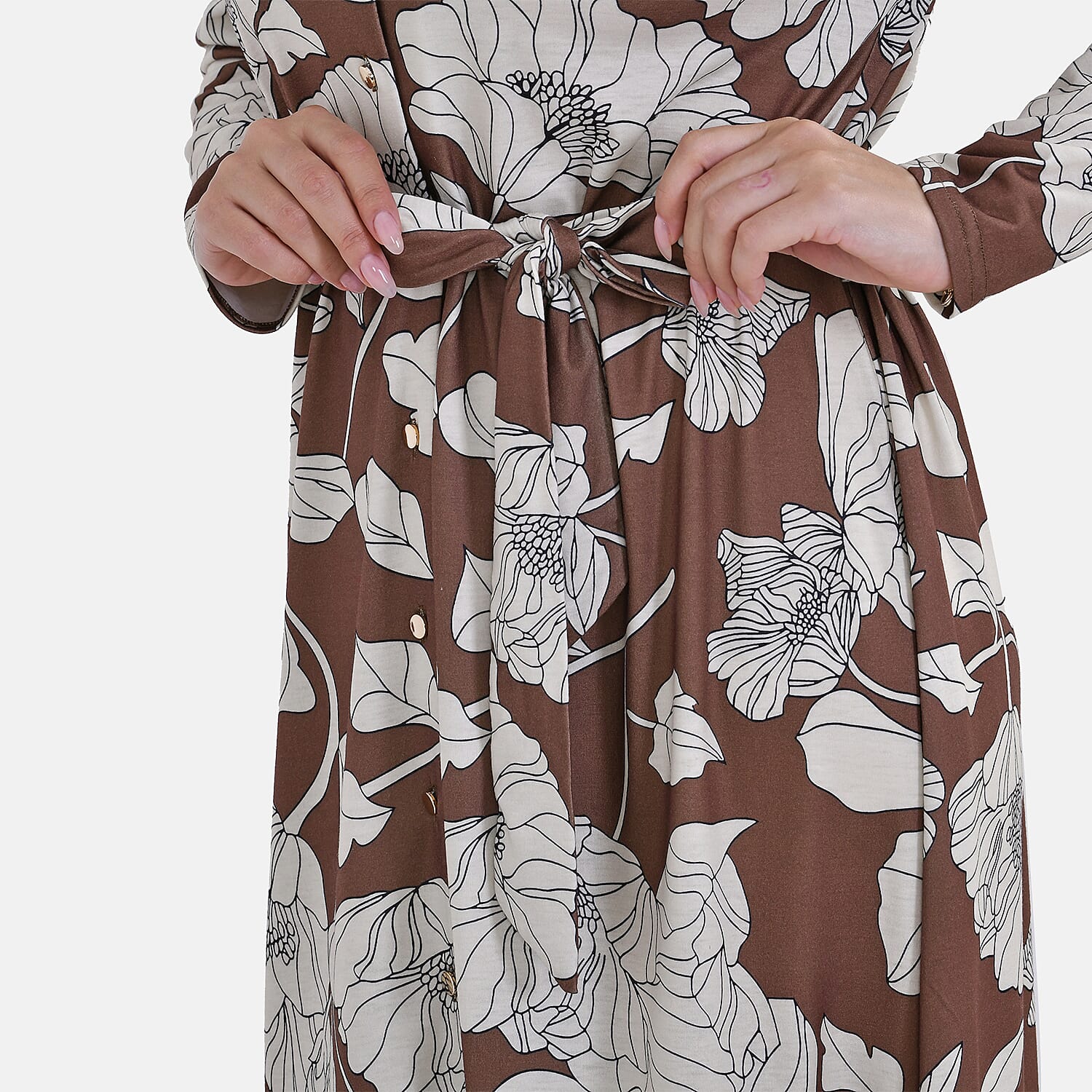 La Marey Floral Dress (Size S 8 TO 10) - Brown & Brown