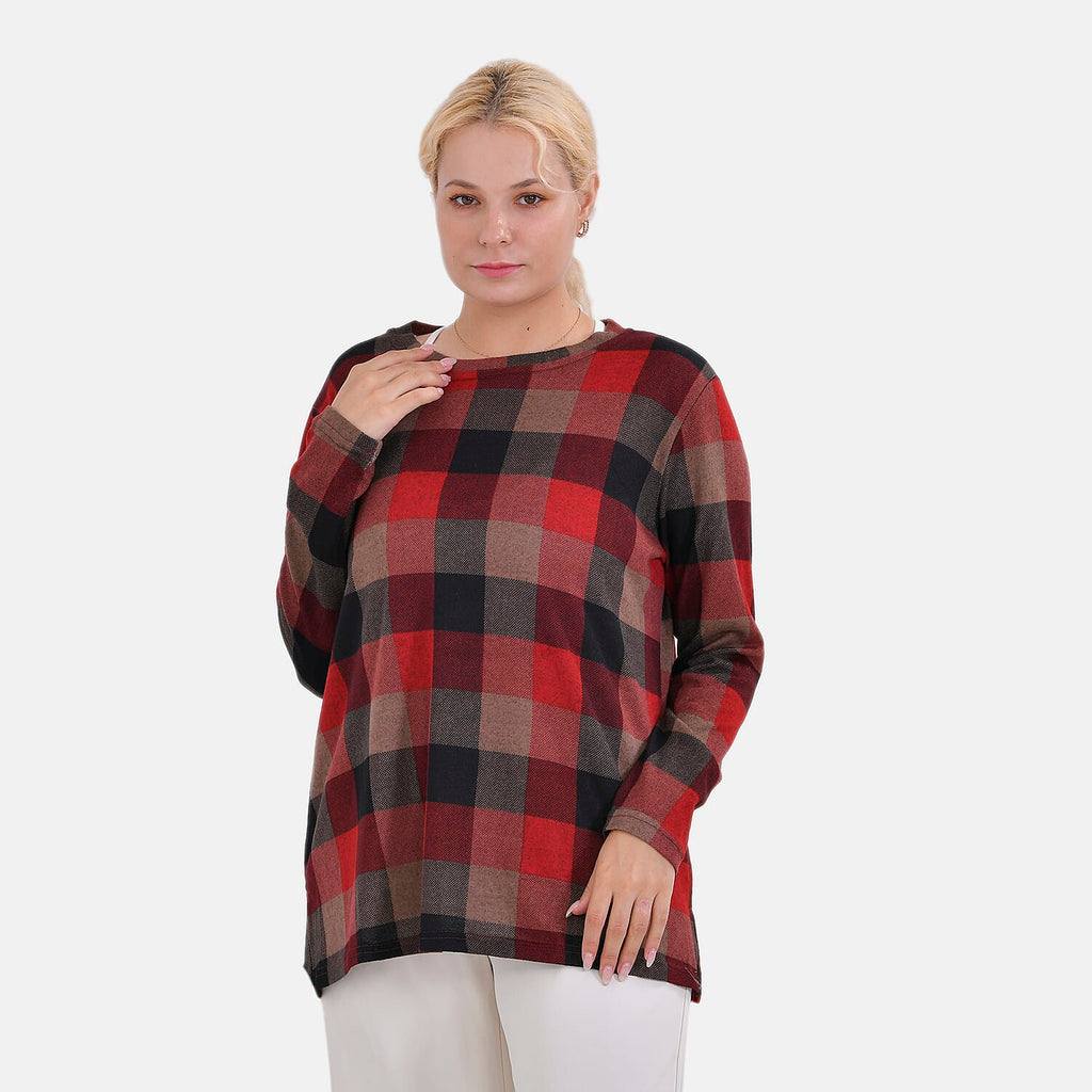 La Marey Jersey Top (One Size) - Red Checkered