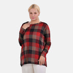 La Marey Jersey Top (One Size) - Red Checkered