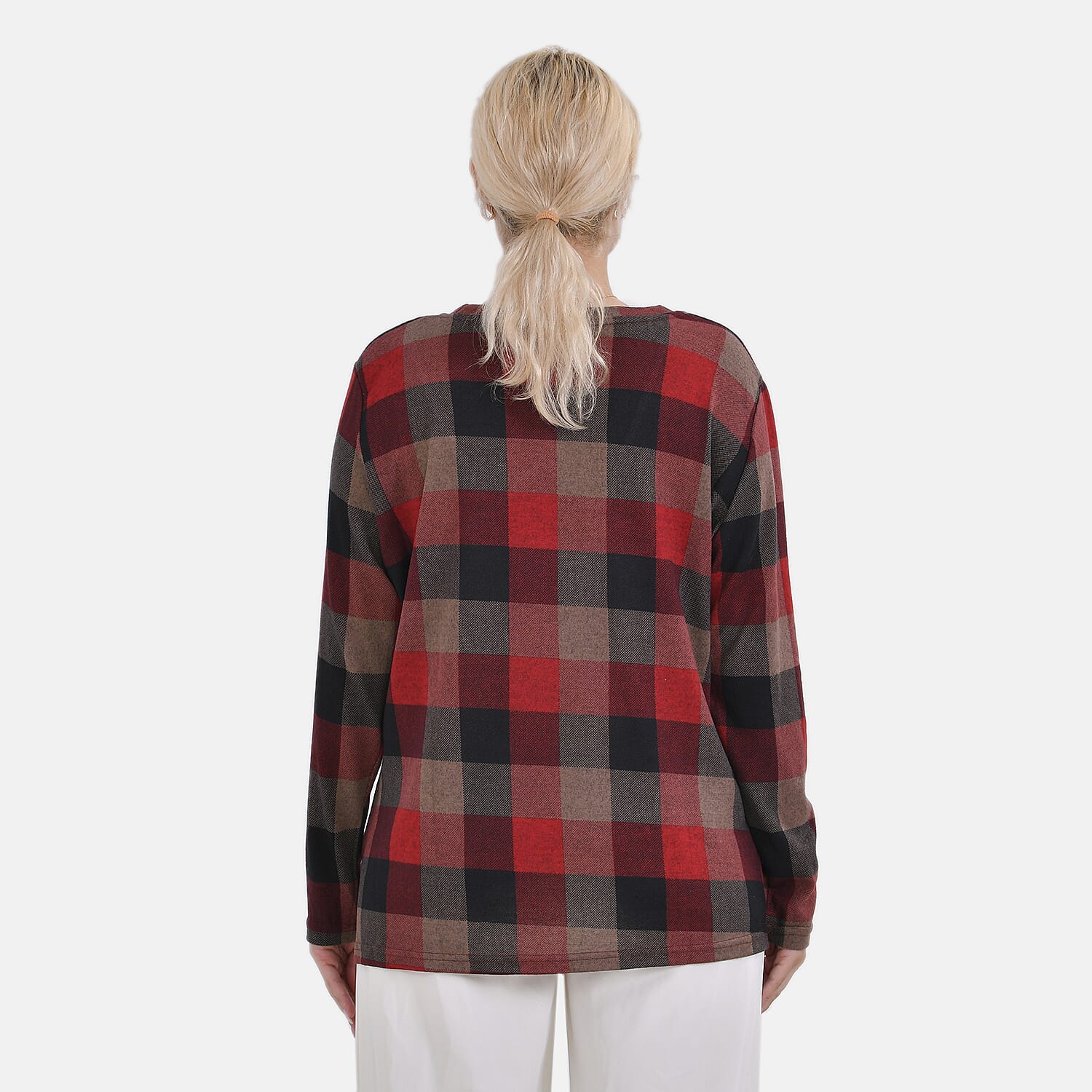 La Marey Jersey Top (One Size) - Red Checkered