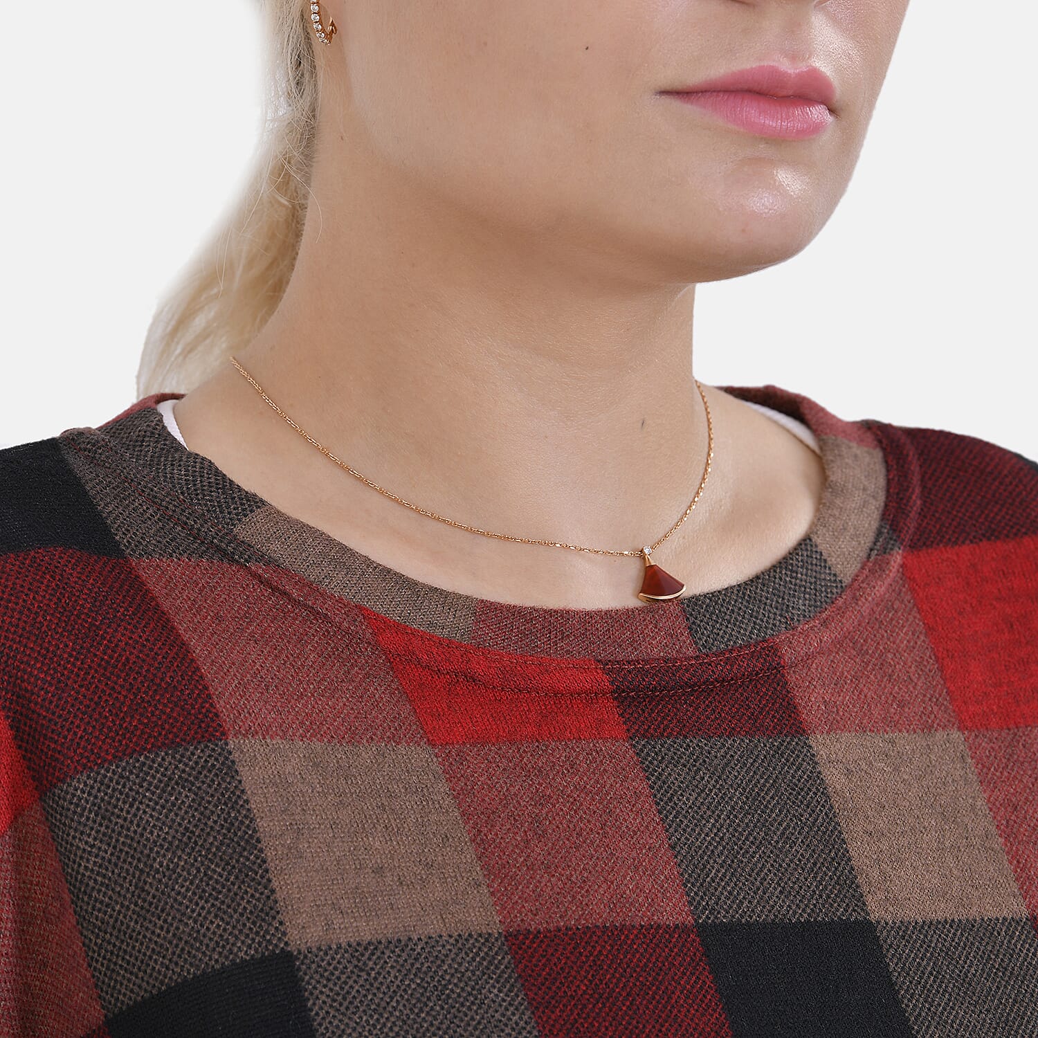 La Marey Jersey Top (One Size) - Red Checkered