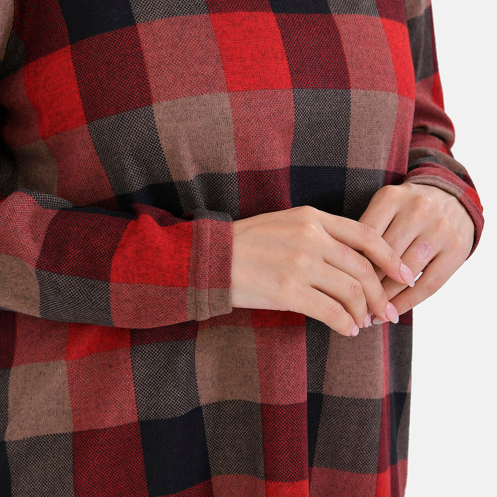 La Marey Jersey Top (One Size) - Red Checkered