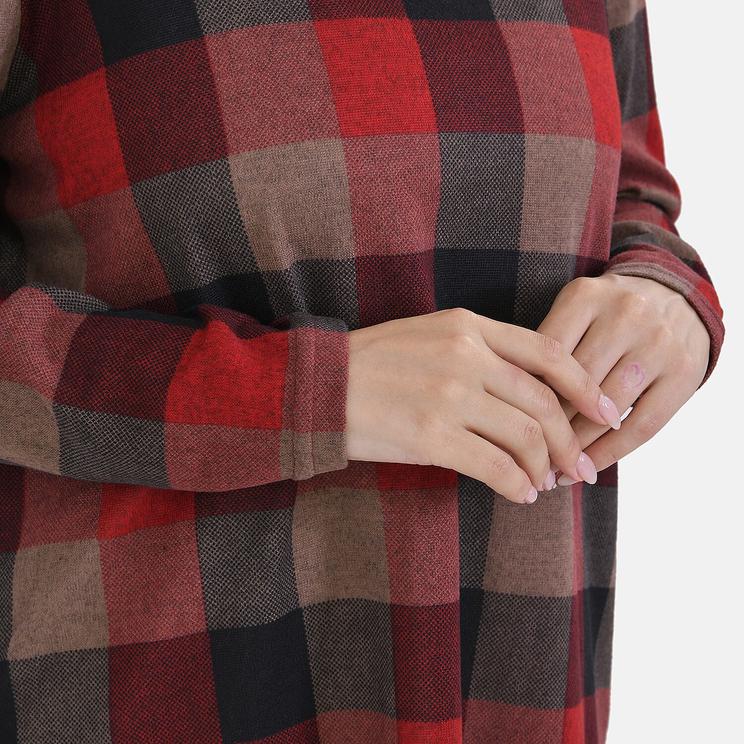 La Marey Jersey Top (One Size) - Red Checkered