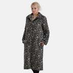 La Marey Ladies Leopard Longline Coat (Size 12 to 14) - Brown