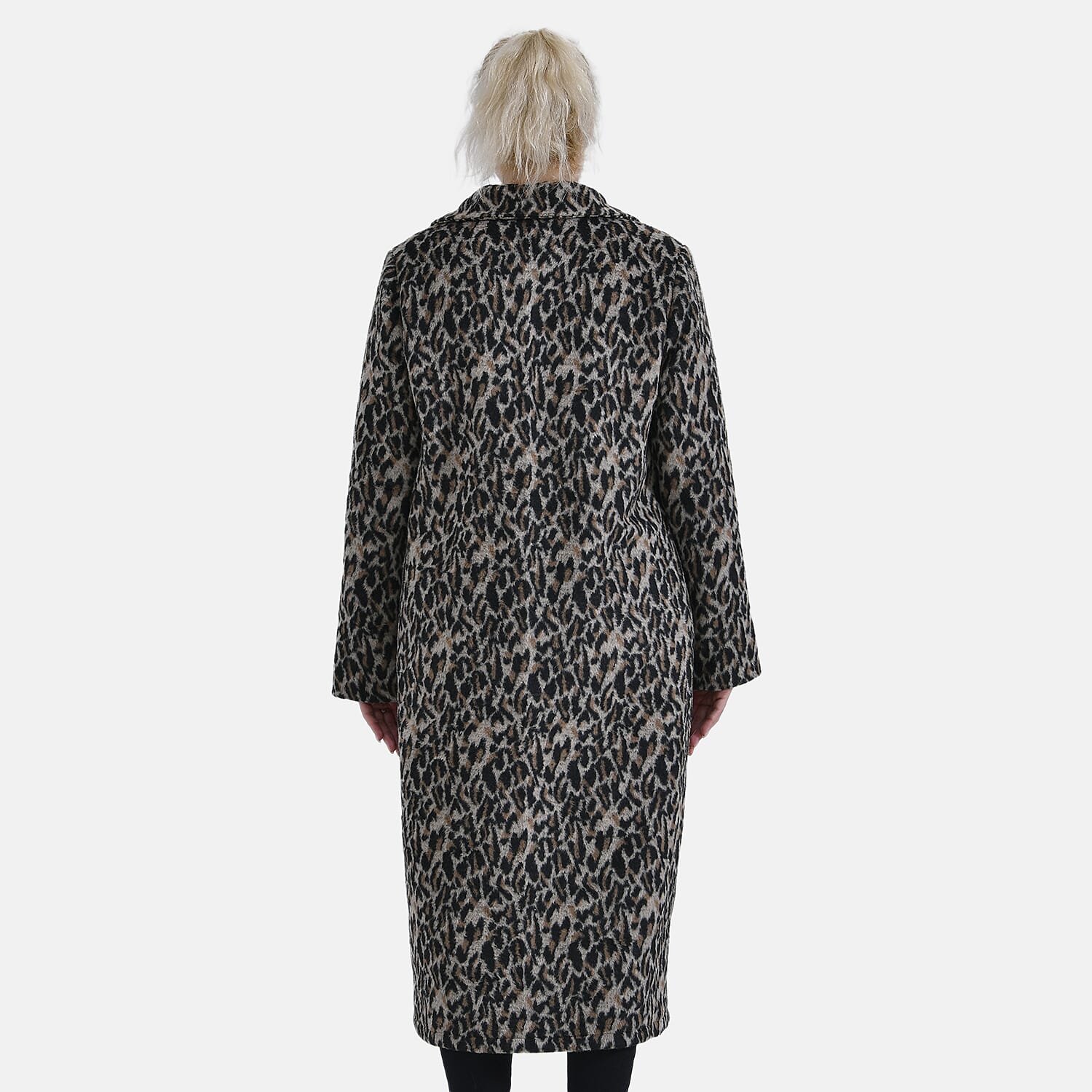 La Marey Ladies Leopard Longline Coat (Size 16 to 18) - Brown