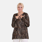 La Marey Polyester Leopard Top Size 8-20 - Brown