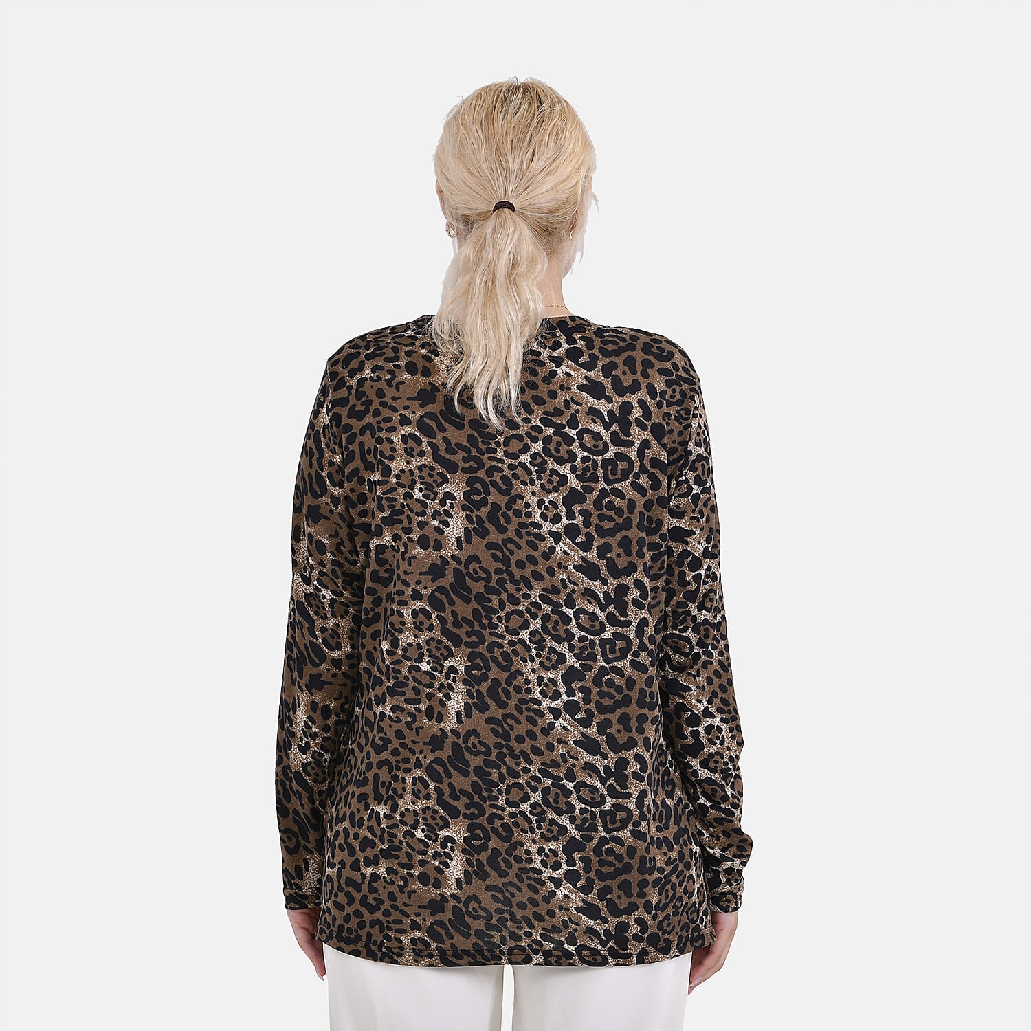 La Marey Polyester Leopard Top Size 8-20 - Brown