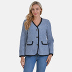La Marey Houndstooth Boucle Jacket (Size 12) - Blue