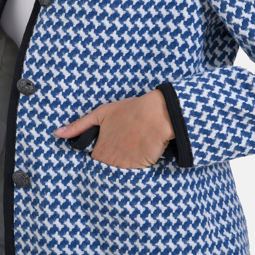 La Marey Houndstooth Boucle Jacket (Size 12) - Blue