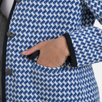 La Marey Houndstooth Boucle Jacket (Size 12) - Blue