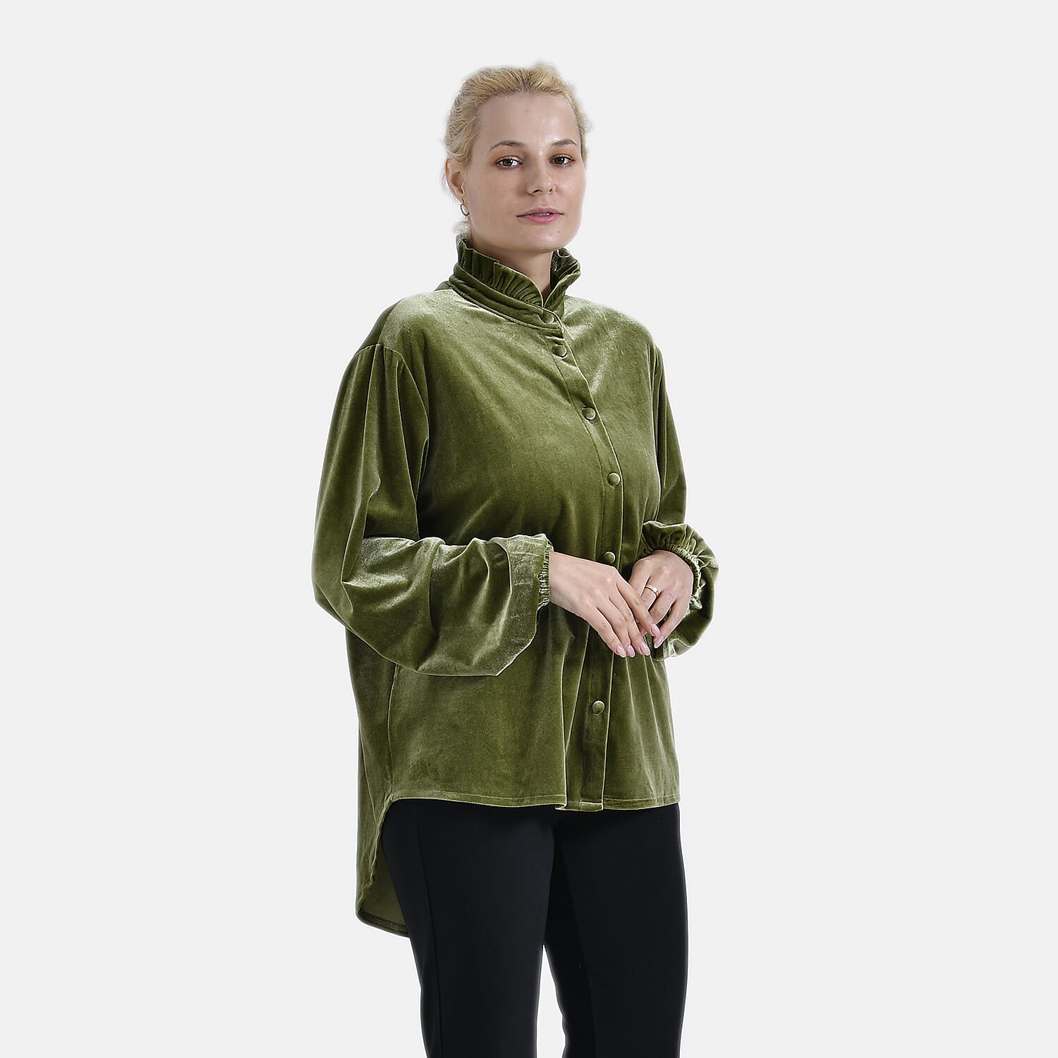 La Marey Festive Velvet Blouse (Size 8 to 10 ) - Green