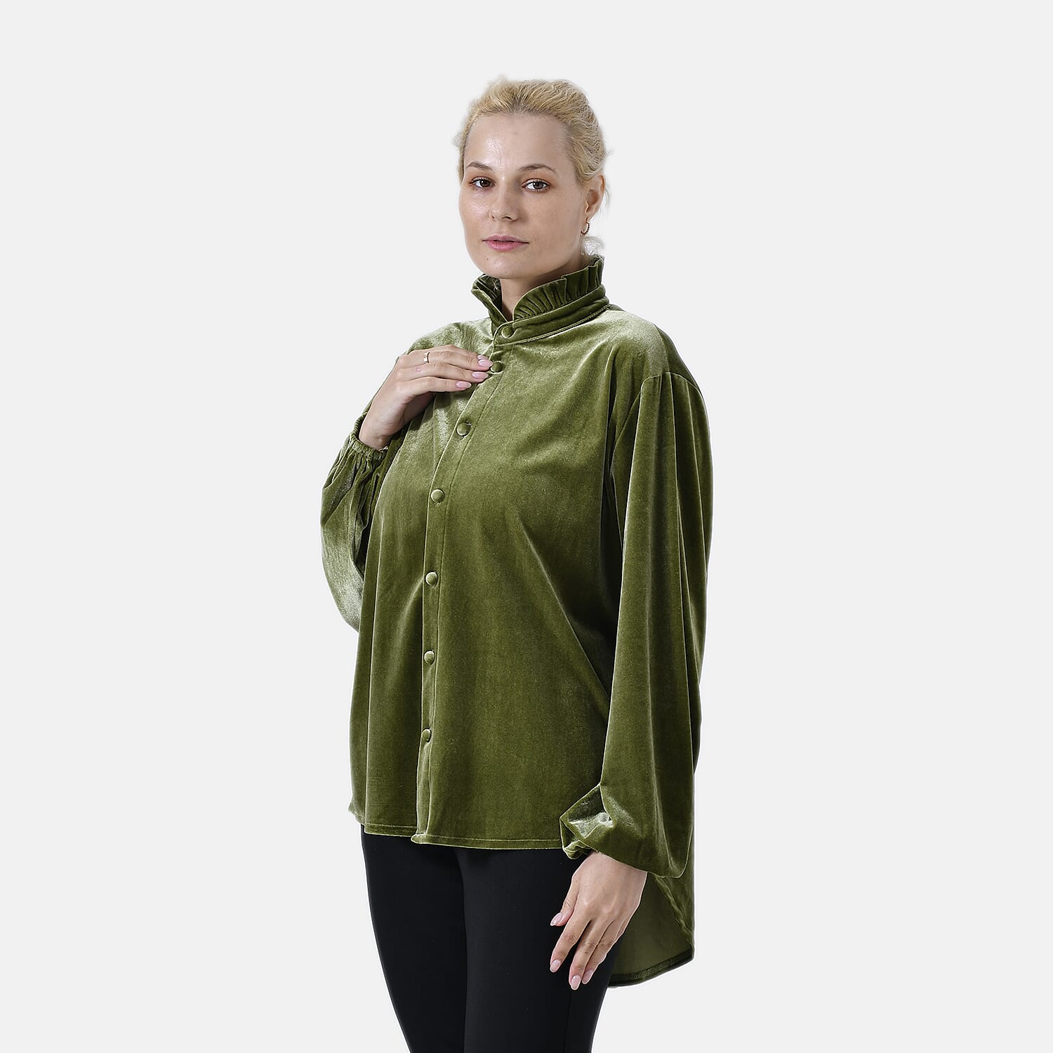 La Marey Festive Velvet Blouse (Size 8 to 10 ) - Green