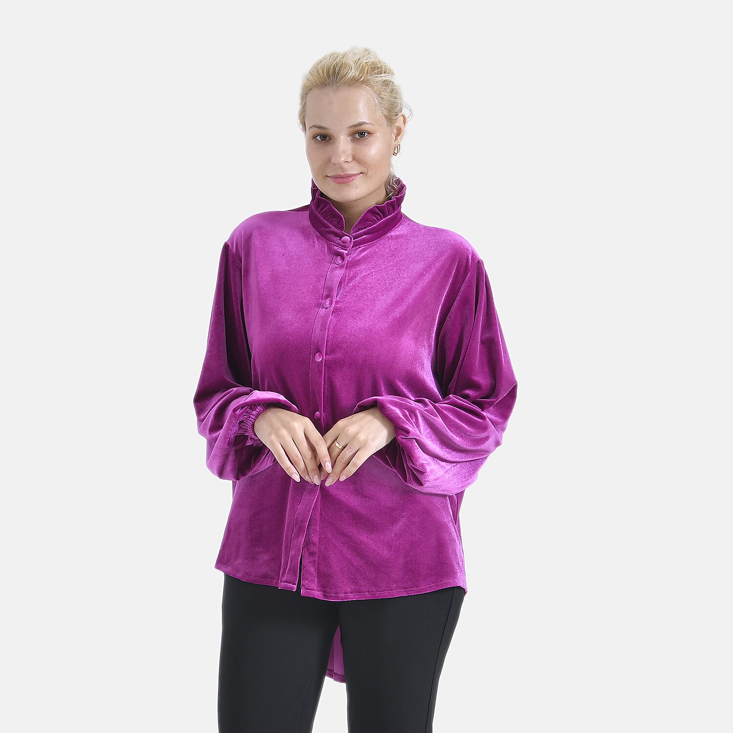 La Marey Festive Velvet Blouse (Size 12 to 14) - Purple