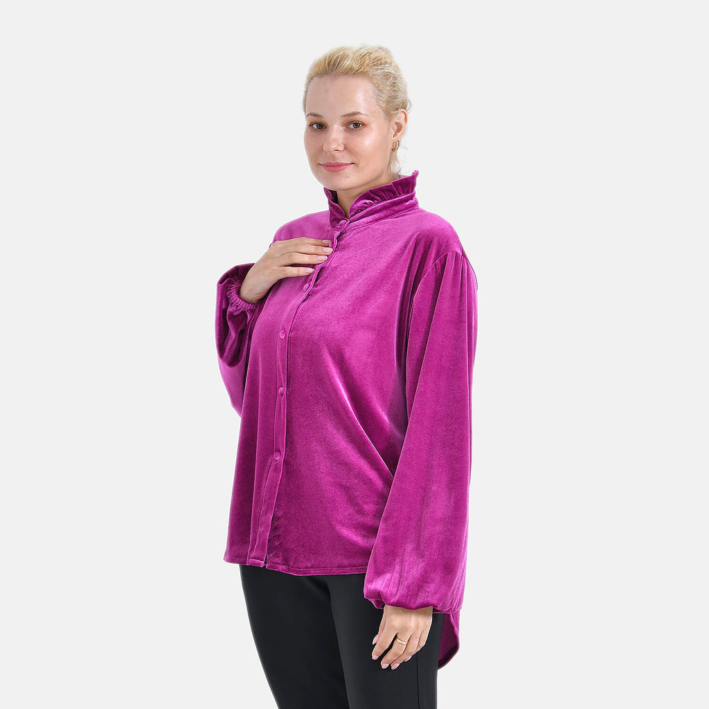 La Marey Festive Velvet Blouse (Size 12 to 14) - Purple
