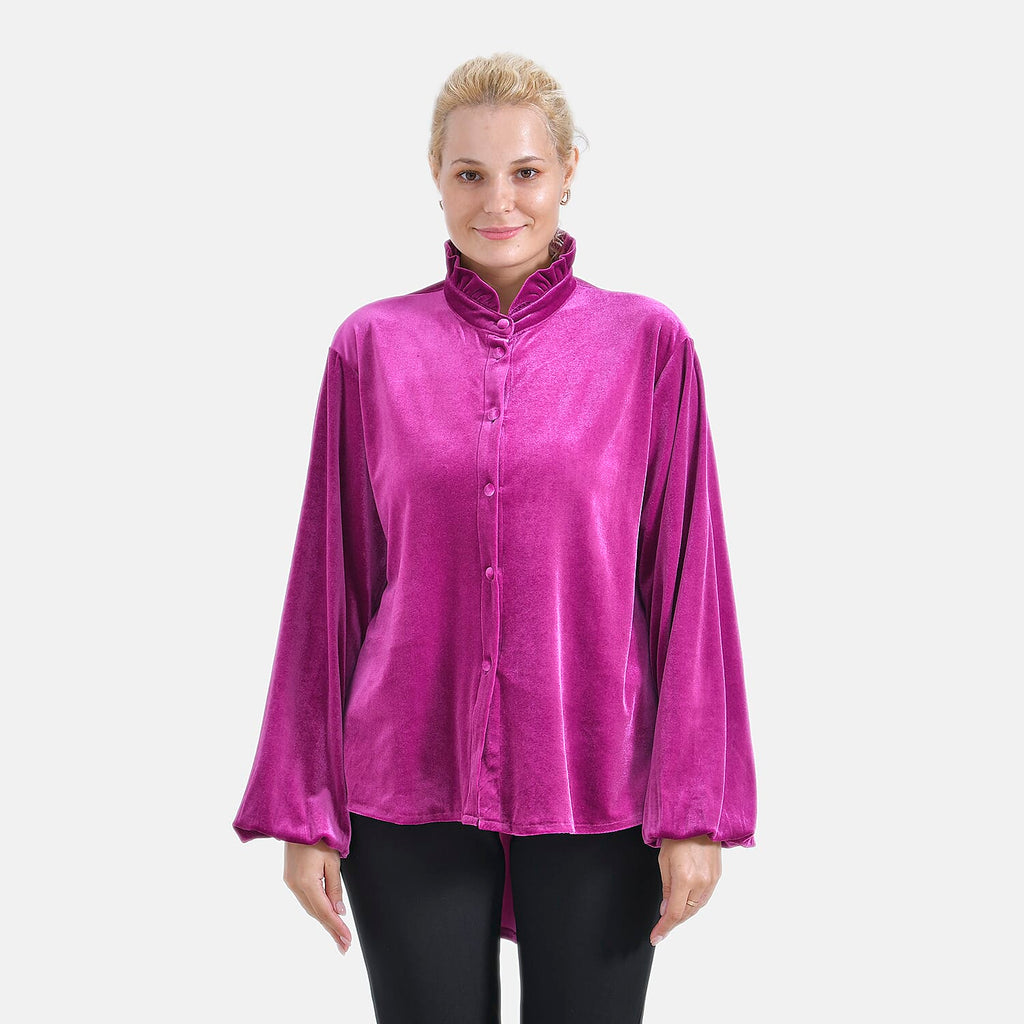 La Marey Festive Velvet Blouse (Size 12 to 14) - Purple