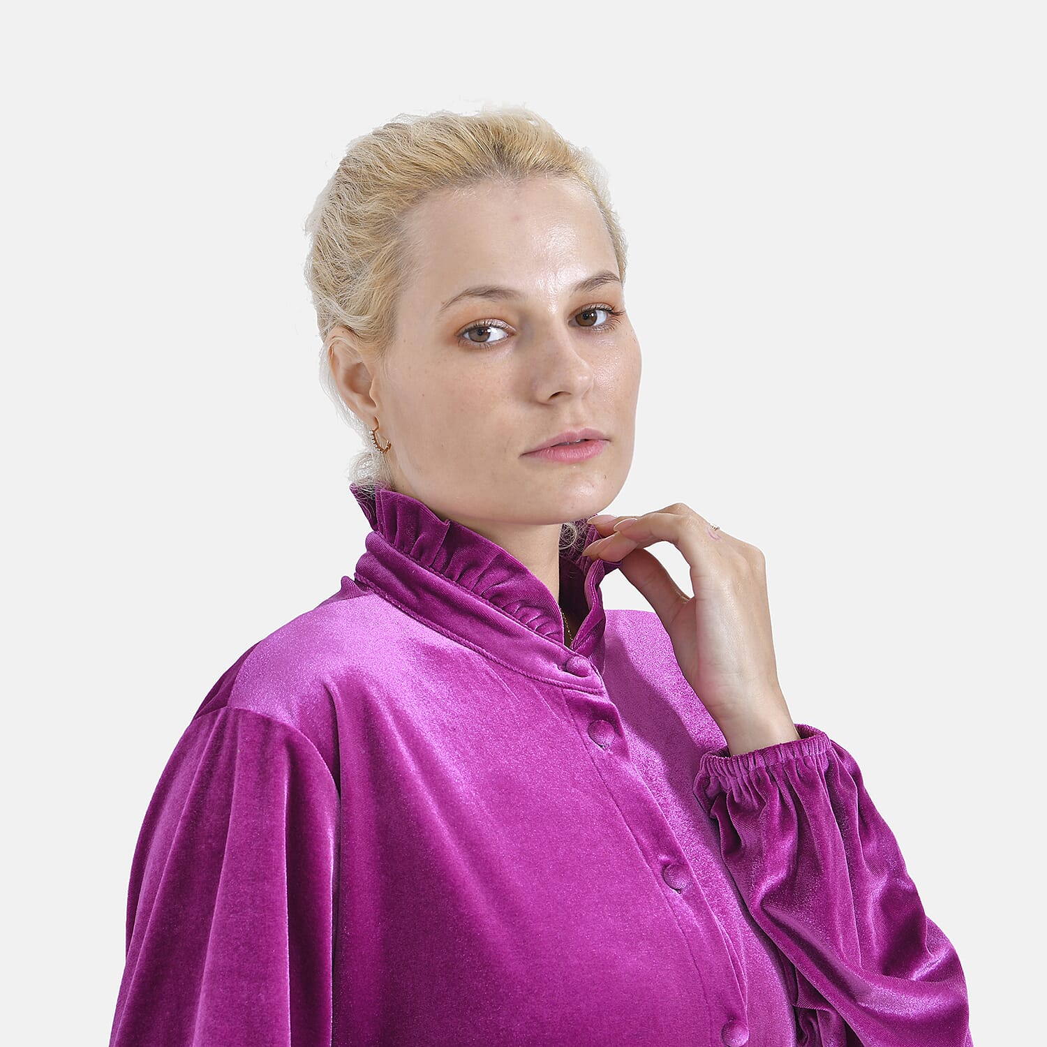 La Marey Festive Velvet Blouse (Size 12 to 14) - Purple