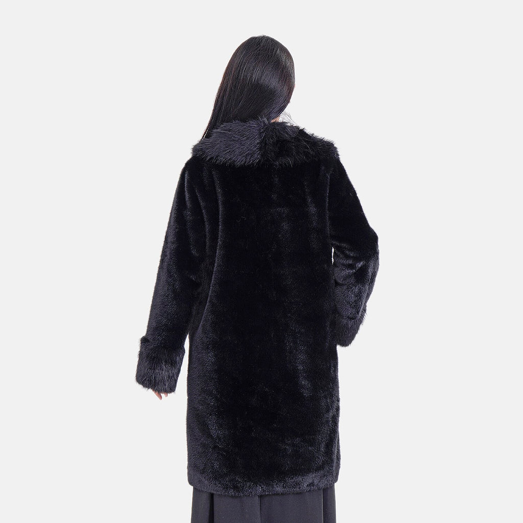 La Marey Faux Fur Coat (Size 8 to 14) - Black.