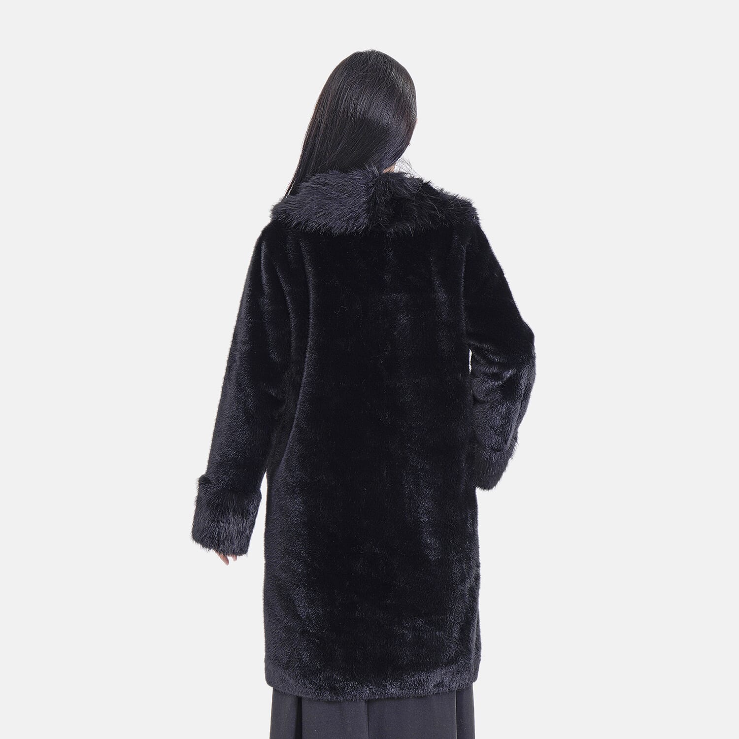 La Marey Faux Fur Coat (Size 8 to 14) - Black.