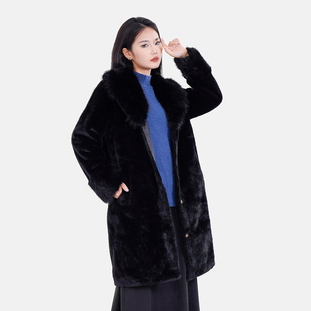 La Marey Faux Fur Coat (Size 8 to 14) - Black.