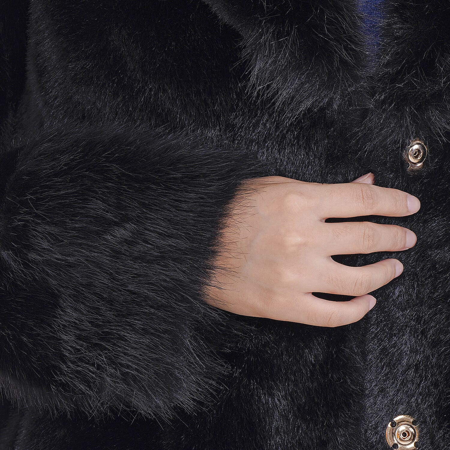 La Marey Faux Fur Coat (Size 8 to 14) - Black.