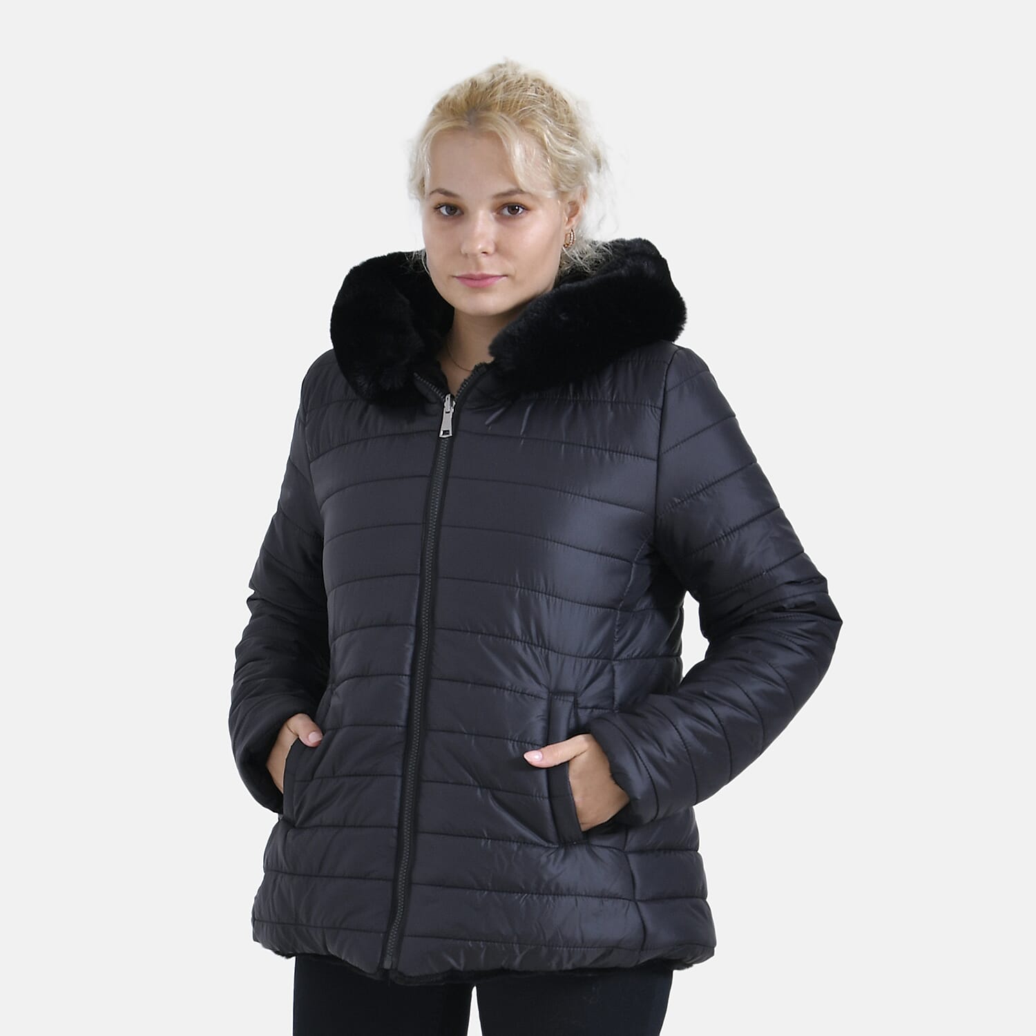 La Marey Reversible Coat with hood - Black