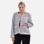La Marey Tweed Patterned Jacket (Size M 12 to 14) - Grey & Black