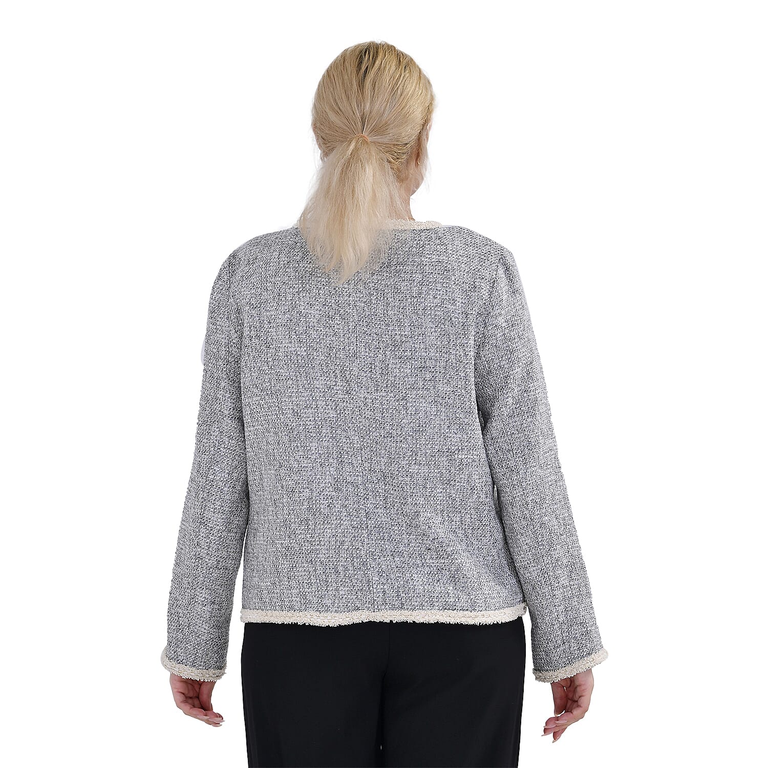 La Marey Tweed Patterned Jacket (Size M 12 to 14) - Grey & Black