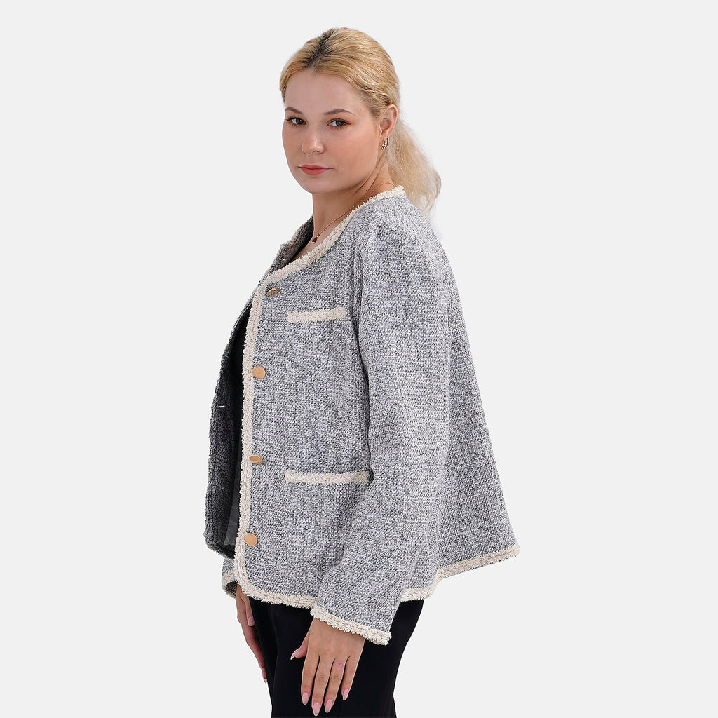 La Marey Tweed Patterned Jacket (Size M 12 to 14) - Grey & Black