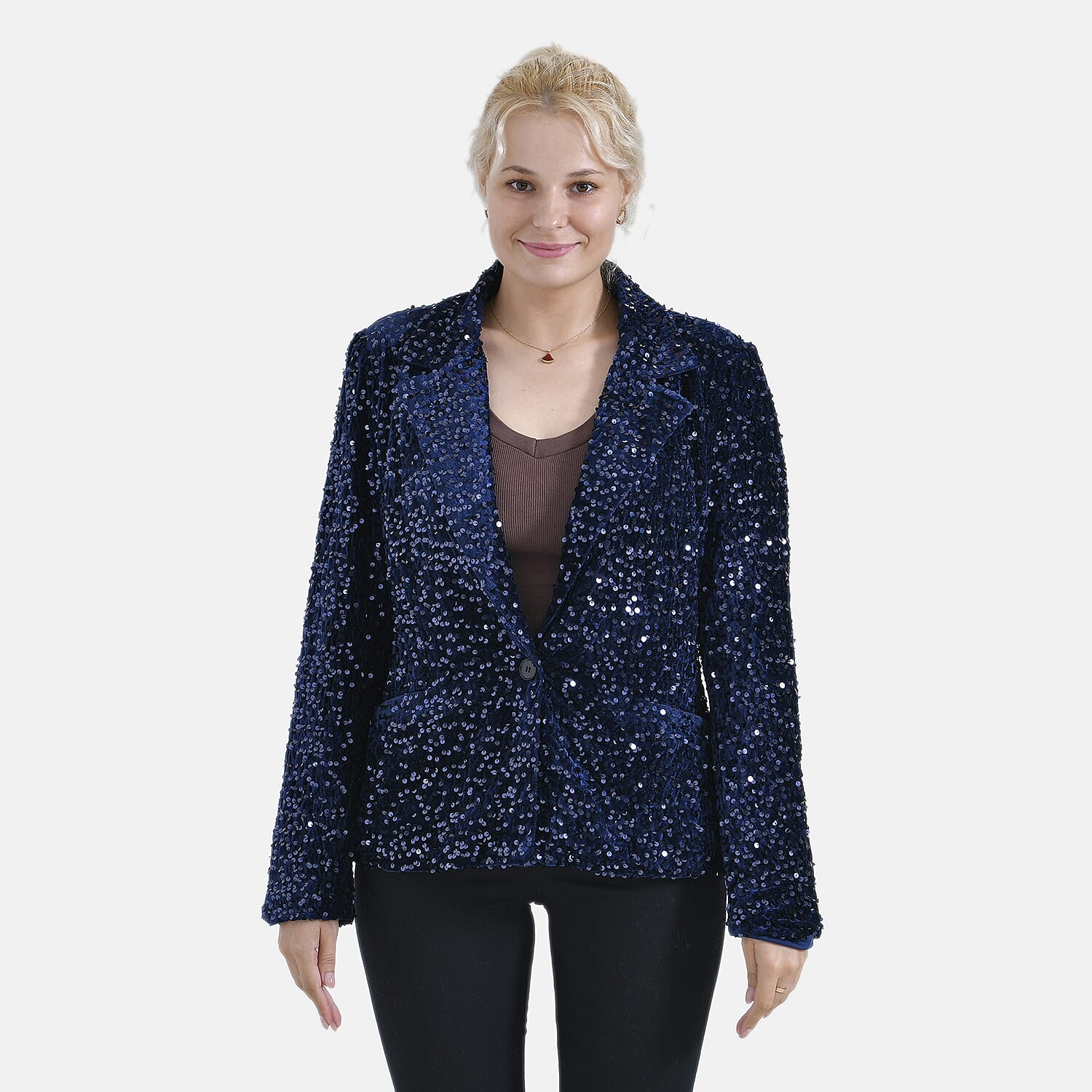 La Marey Sequin Blazer (Size M, 12 to 14) - Navy