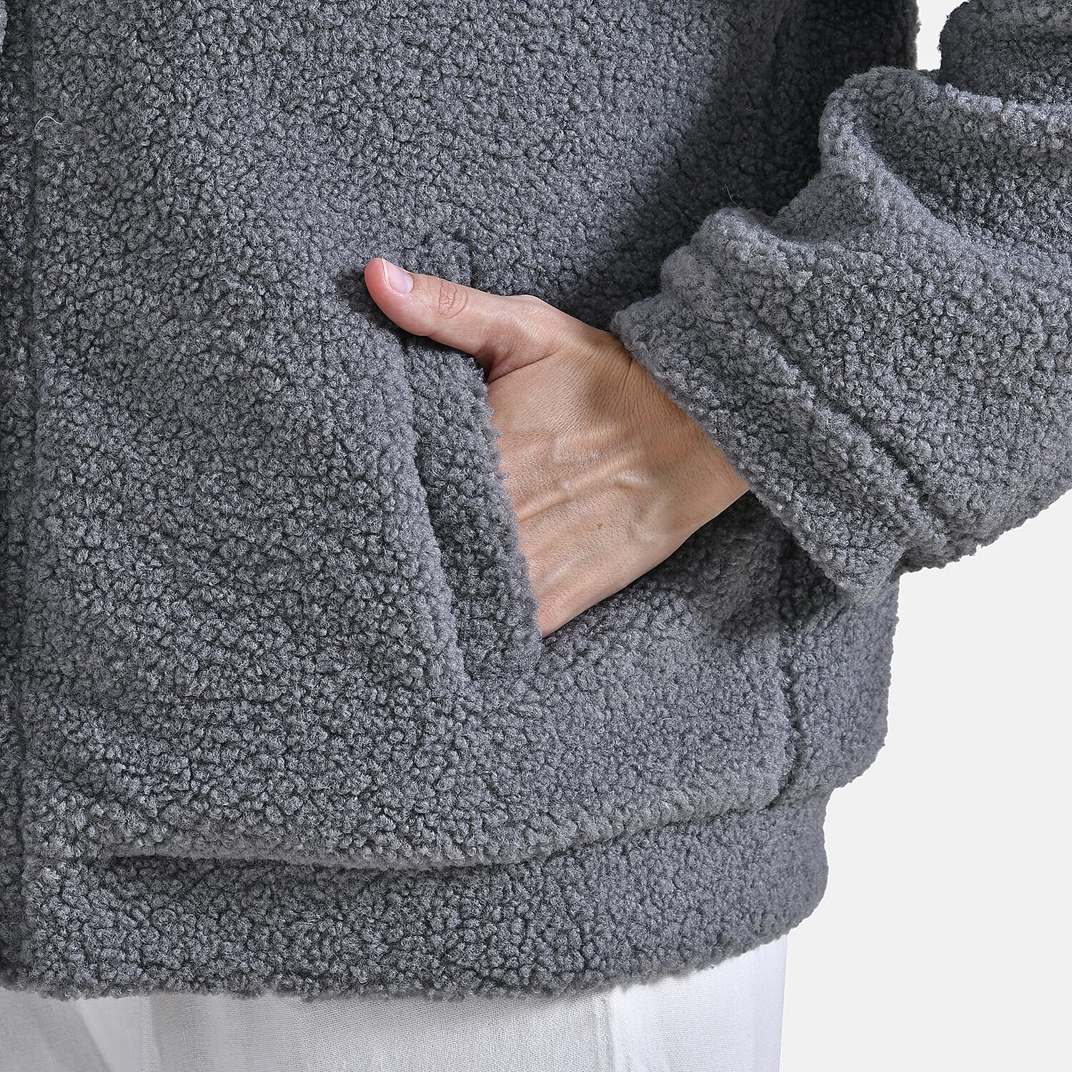 La Marey Ladies Fleece Button Up Jacket (Size 8 to 10) - Grey