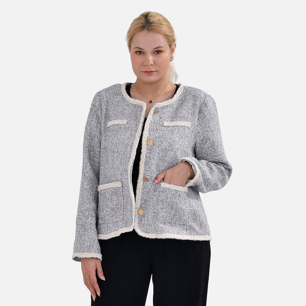La Marey Patterned Jacket (Size XL 20 TO 22) - Grey & Black