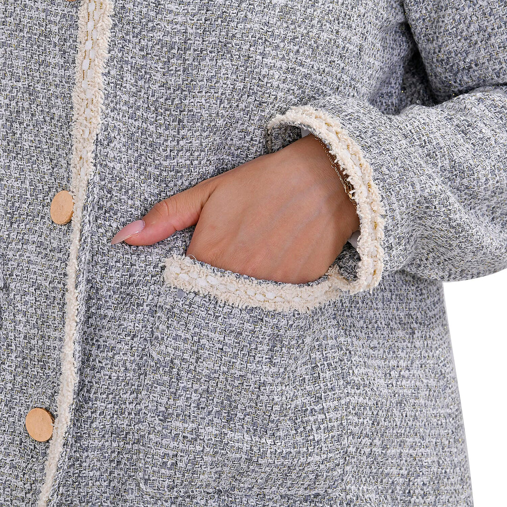 La Marey Patterned Jacket (Size XL 20 TO 22) - Grey & Black