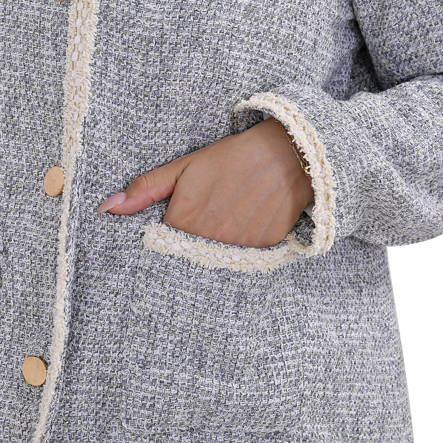 La Marey Patterned Jacket (Size XL 20 TO 22) - Grey & Black