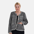 La Marey Patterned Jacket (Size XXL 24 TO 26) - Black & Black