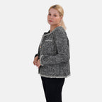 La Marey Patterned Jacket (Size XXL 24 TO 26) - Black & Black