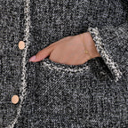 La Marey Patterned Jacket (Size XXL 24 TO 26) - Black & Black