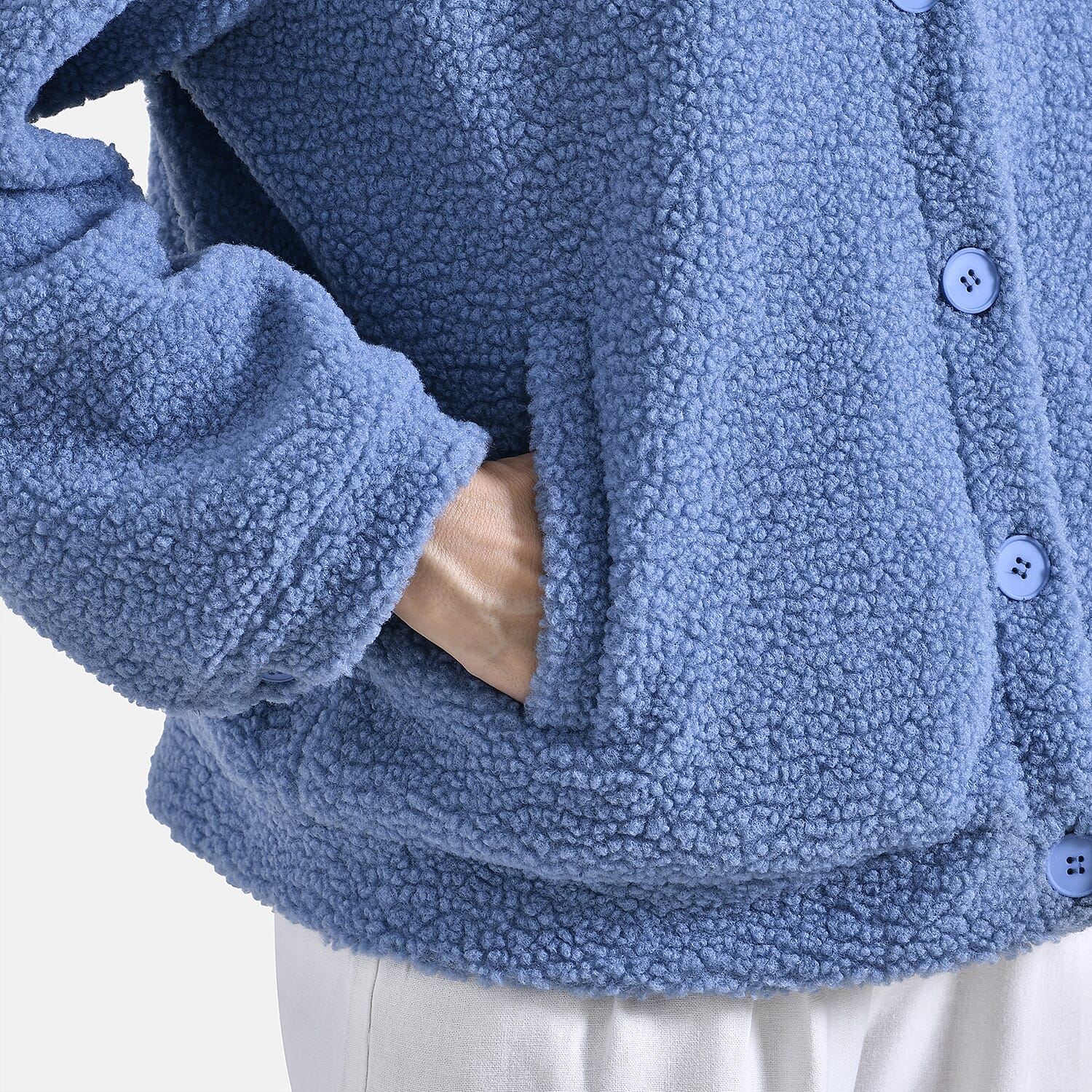 La Marey Ladies Fleece Button Up Jacket (Size 16 to 18) - Blue