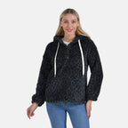 La Marey Plush Hoodie with Buttons (Size 8 to 10) - Black