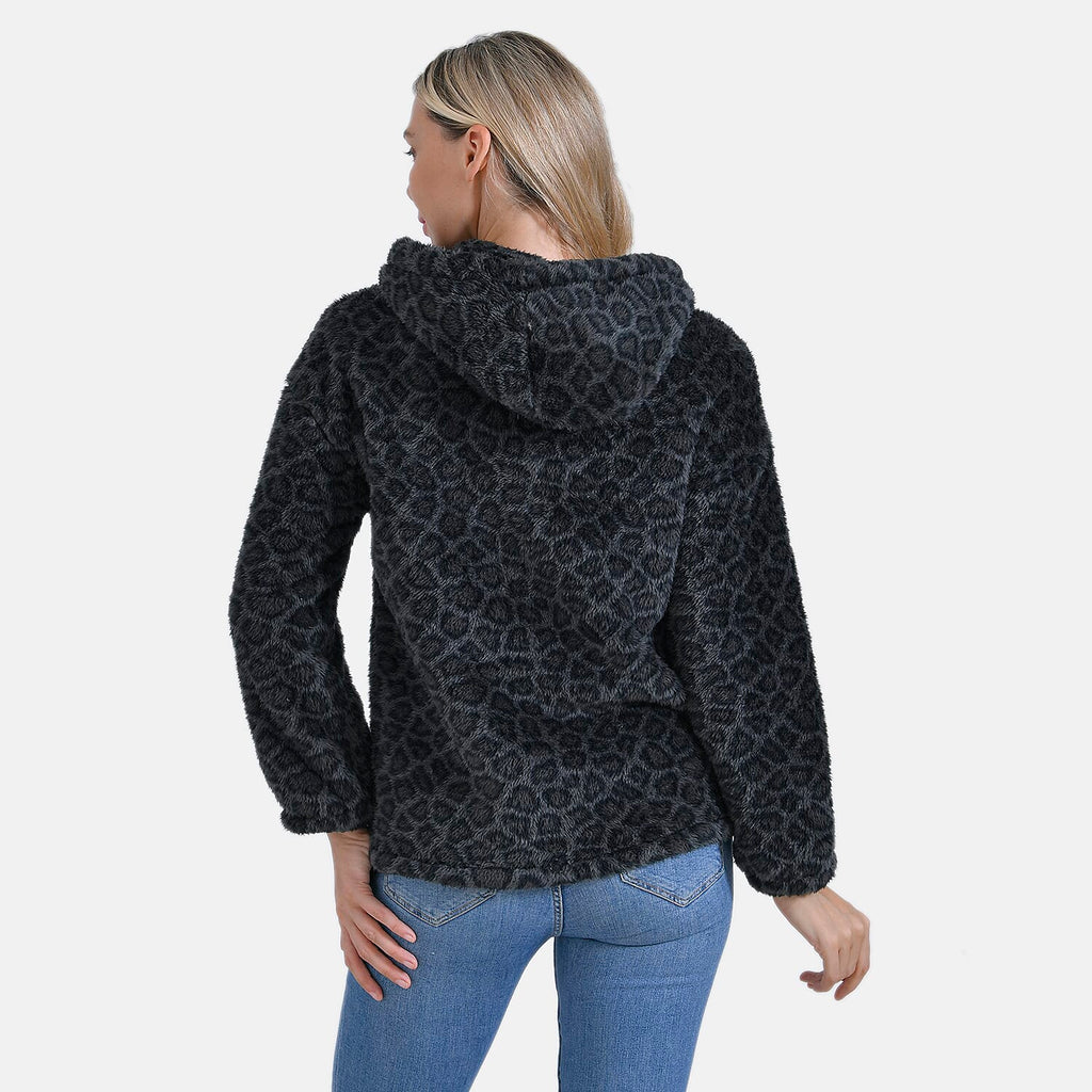 La Marey Plush Hoodie with Buttons (Size 8 to 10) - Black