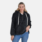 La Marey Plush Hoodie with Buttons (Size 8 to 10) - Black